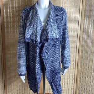 Wrangler Blue & White Open Front Sailor Collar Cardigan Size Large